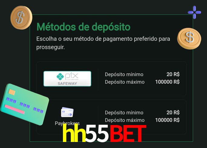O cassino hh55bet oferece uma grande variedade de métodos de pagamento